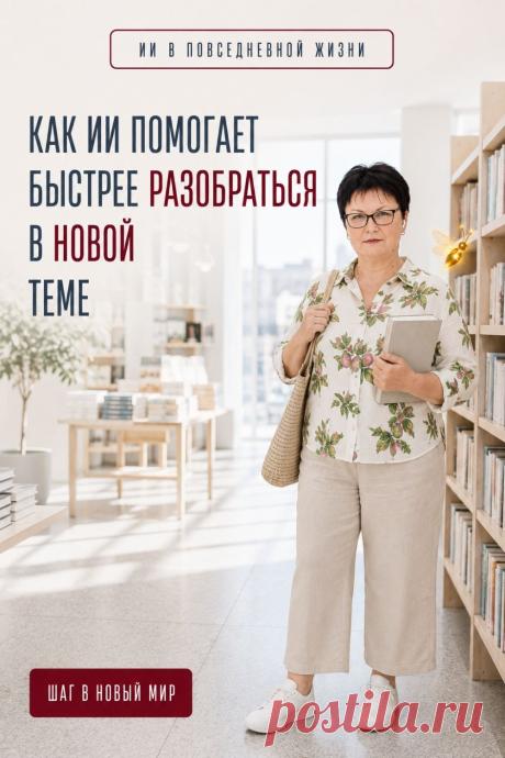 Если тема незнакома, ИИ поможет спокойно начать разбираться. Попросите: «Я только начинаю изучать эту тему. Объясни простыми словами, что важно понять в первую очередь». Затем можно уточнять непонятное и постепенно двигаться дальше. Ответ ИИ лучше использовать как отправную точку, а важную информацию проверять по надёжным источникам. Сохраните пин, чтобы этот простой запрос к ИИ был под рукой, когда понадобится разобраться в новой теме.