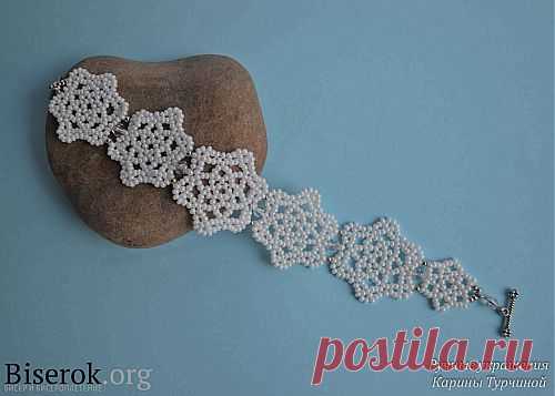 Кружевной браслет из бисера «Весенние цветы» / Браслеты / Biserok.org