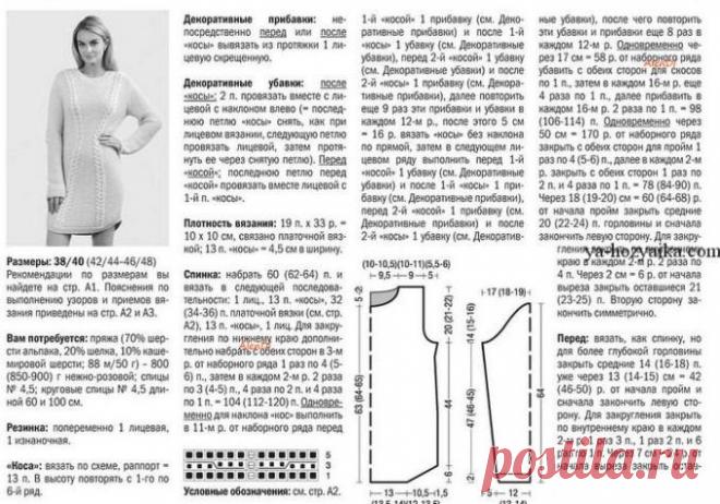 Теплая туника спицами описание. Женская туника спицами с косами