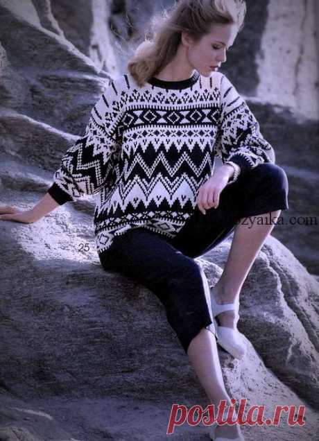 Джемпер жаккардовым узором спицами схема. Связать красивый свитер жаккардовый узор спицами