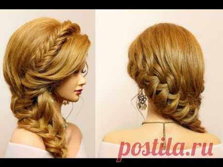 Braided  hairstyle for party, everyday. Long hair tutorial