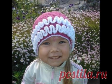 Вязание крючком Летняя шапочка с рюшами для девочки Видео - YouTube