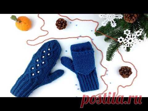 Варежки - митенки спицами из толстой пряжи