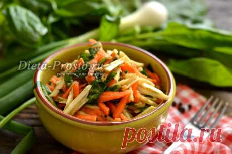 Овощной салат из дайкона, моркови и шпината для похудения, рецепт