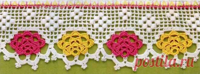 Красивая кайма крючком
Для обвязки края изделия (схемы)