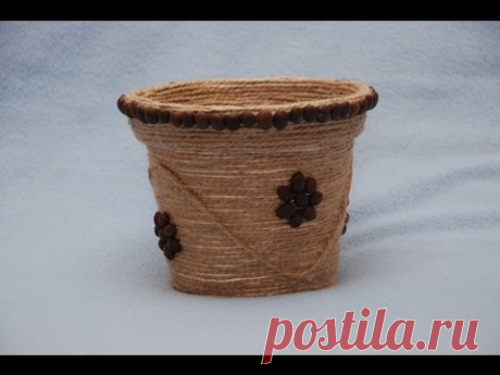Декор цветочного вазона. DIY Decoration flower pot
