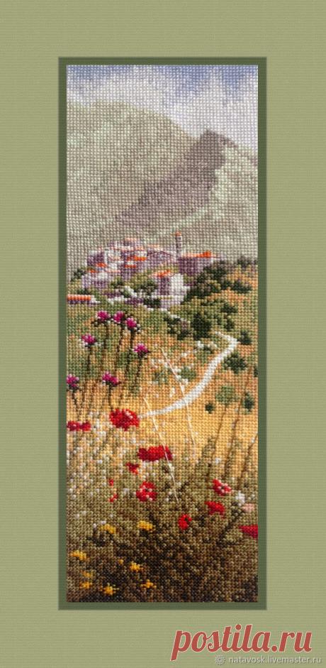 Вышивка крестом панно-панарамы Клейтона, "Corsican Village"
из цикла: "Panels &amp; Panoramas by Jonh Clayton" по дизайнам Heritage выполнено на заказ; 
основа: канва ct27 белого цвета через две нити основы;
тип стежка: кр./ 2нити, укороченный кр./2 нити, 3/4 кр. в 2нити, бэк-стич/1 нить; мулине DMC + 8 Blended colors 
оформление виртуальное