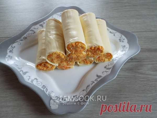 Сырные рулетики с пикантной начинкой — рецепт с фото пошагово
