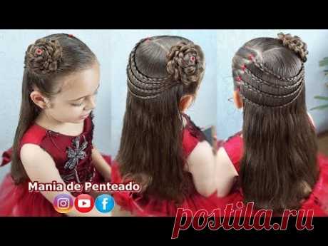Penteado Elegante Fácil com Flor de Cabelo | Easy Hairstyle Braided Flower🌹