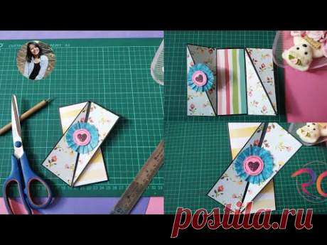 Diagonal fold card / card for scrapbook /easy craft diy - YouTube