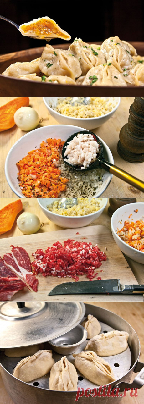 Манты с тыквой. А заодно - с картофелем и с мясом.