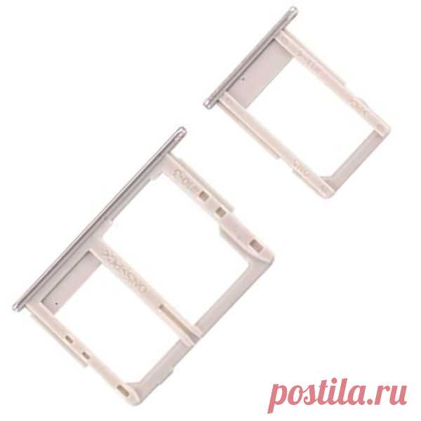 Лотки сим и microSD (две шт.) карт для Samsung J330F, J530F, J730F (две SIM) золотые, купить пластмассовые рамки nano SIM и держатель flash карт на дуос смартфоны Самсунг Galaxy J3 (2017),  Galaxy J7 (2017), Galaxy J5 (2017) желтые. Версия для телефонов с двумя сим картами.