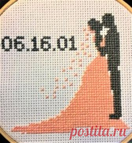 Bride and Groom Silhouette/Cross Stitch Pattern/Bride Cross
