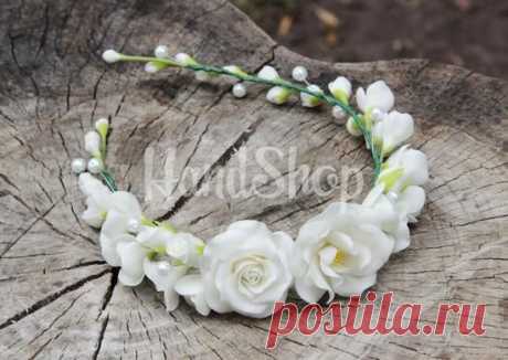 (1) Ободок с цветами White | Handshop | Венки