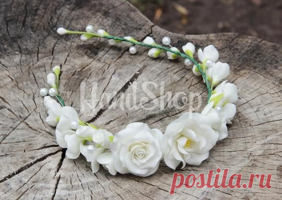 (1) Ободок с цветами White | Handshop | Венки
