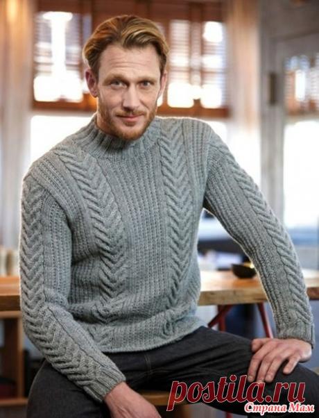 Пуловер спицами для мужчин - Вязание - Страна Мам
