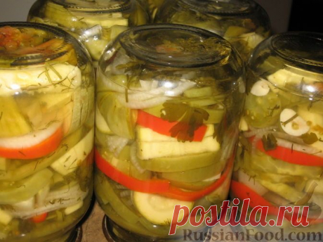 Рецепт: Салат из зеленых помидоров и кабачков на RussianFood.com
