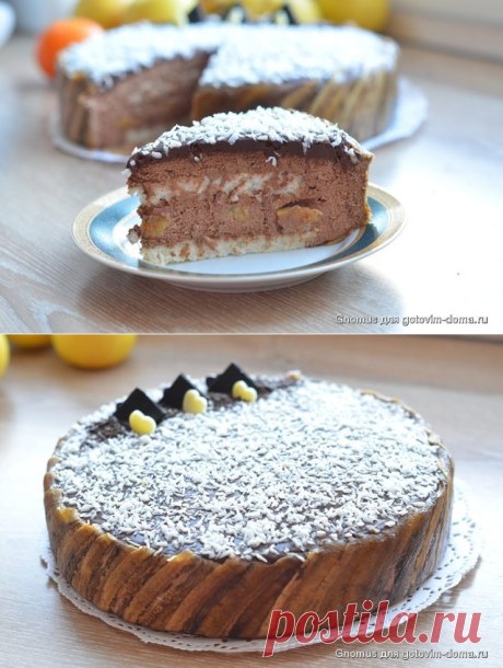 Шоколадный торт-мусс с кокосом и бананом.