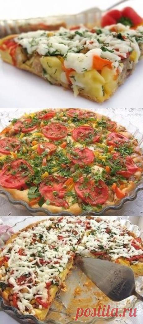 Открытый пирог с курицей и болгарским перцем!