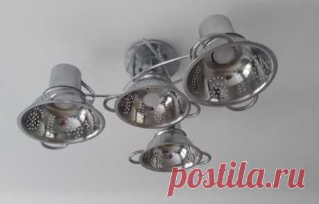 Самодельная люстра. Автор BlackOwl13 на pikabu #diy #люстра #дуршлаг #самоделка #идея #мастер