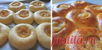 Ватрушки по моему любимому рецепту: легко готовить, а вкус непревзойденный! Сегодня мы готовим вкусные и пышные домашние ватрушки с яблочным повидлом. Рецепт простой, берем любимое варенье или повидло и приступаем к приготовлению!