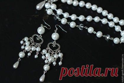 Купить Жемчужные серьги Вечная любовь - белый, серьги ручной работы, серьги с жемчугом