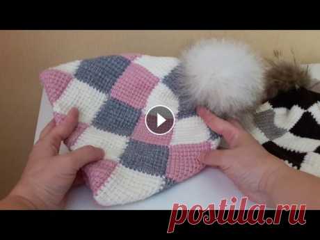 Шапочки в стиле Энтерлак крючком. Обзор новых шапочек,связанных в стиле Энтерлак крючком....