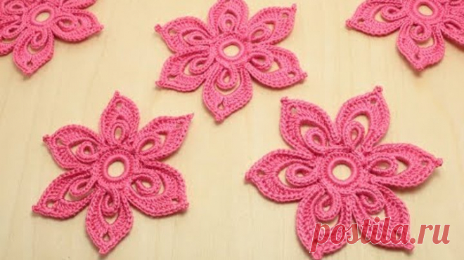 ЦВЕТОК крючком с объемной серединкой Flower for Irish lace - How to crochet flower