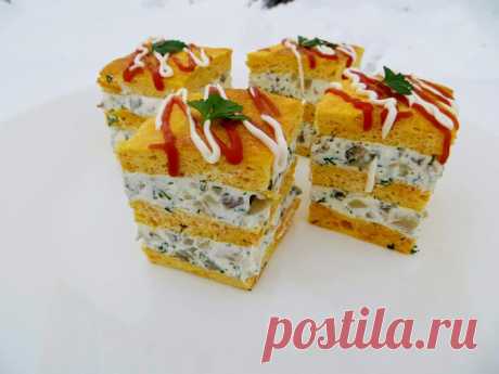 Закусочное пирожное с грибами и брынзой