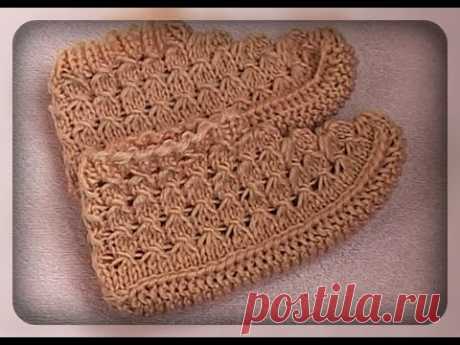 детские ажурные следки, вязание спицами