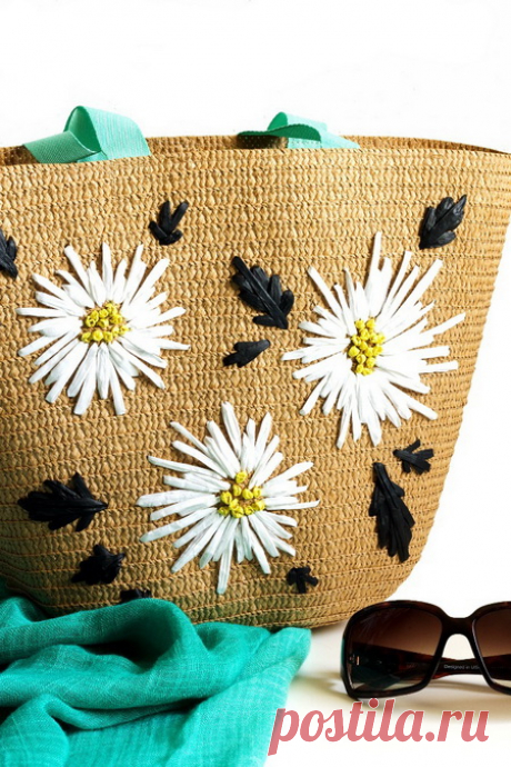 Вышивка на соломенной сумке (DIY)
