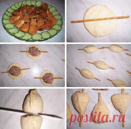 Перепелиные ножки из теста и фарша..