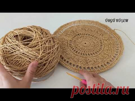 Kağıt ip ile çok şık bir çanta yapımı 💐 #kagitip #pinterest #crochetbag
