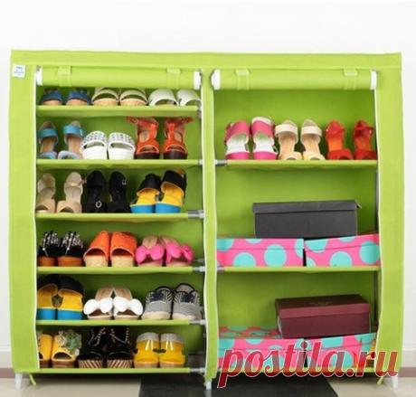 Купить большой каркасный шкаф для обуви Оскар зеленого цвета по доступной цене. Доставим тканевую полку для обуви по Москве, СПб, России