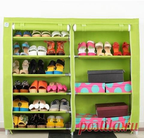 Купить большой каркасный шкаф для обуви Оскар зеленого цвета по доступной цене. Доставим тканевую полку для обуви по Москве, СПб, России
