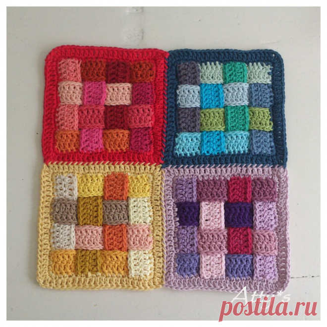 Вязаный коврик из переплетений — Рукоделие