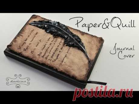 Paper&amp;Quill Journal Cover - polymer clay TUTORIAL - YouTube