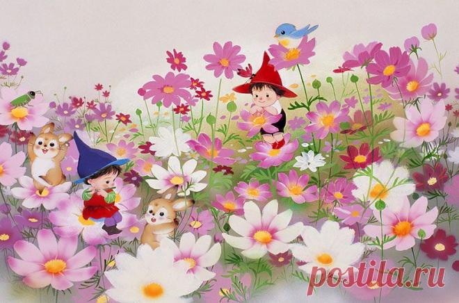 Кролик, кто слышит свист фея в иллюстрациях животных Космос поле