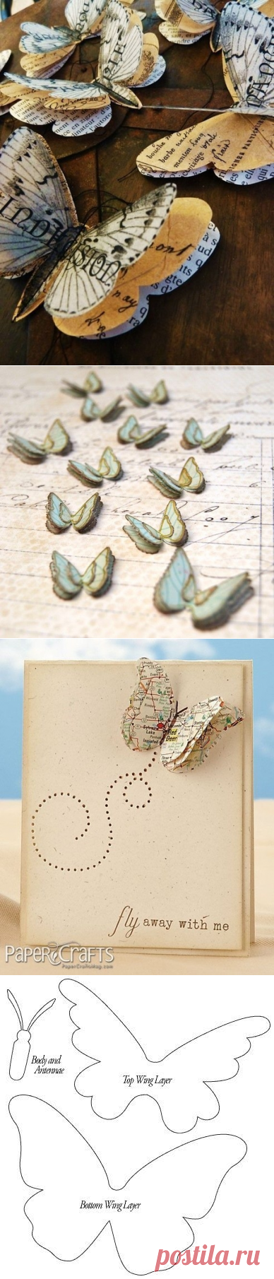 Бабочки из бумаги. Шаблон.