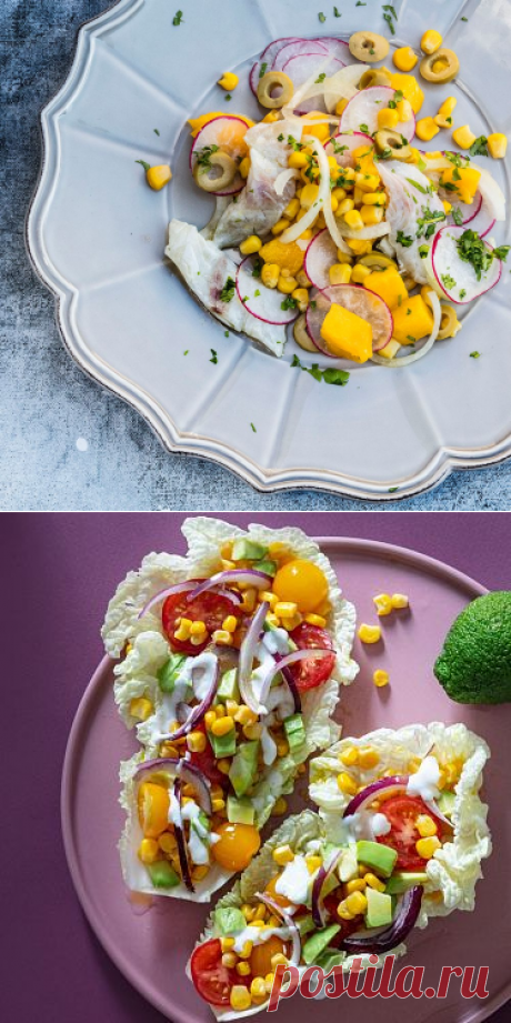 Кулинарные рецепты - Севиче из сибаса с манго и кукурузой - с фото и видео инструкцией на сайте Bonduelle.ru