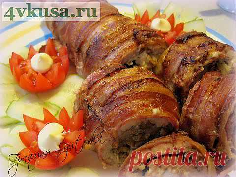 Мясной рулет с грибами и беконом | 4vkusa.ru