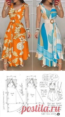 Vestido evasê com alças de amarrar – Marlene Mukai