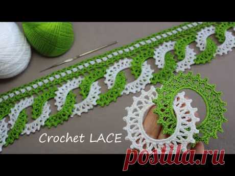 Beautiful and very easy to crochet LACE for beginners PATTERN circle Ленточное кружево крючком КАЙМА
