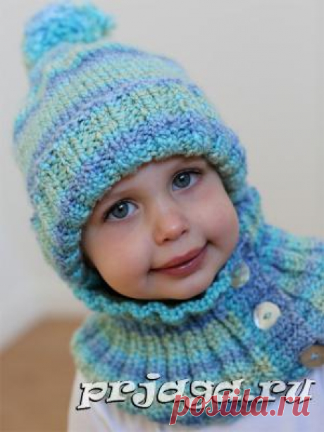 Детская шапка и шарф – снуд спицами