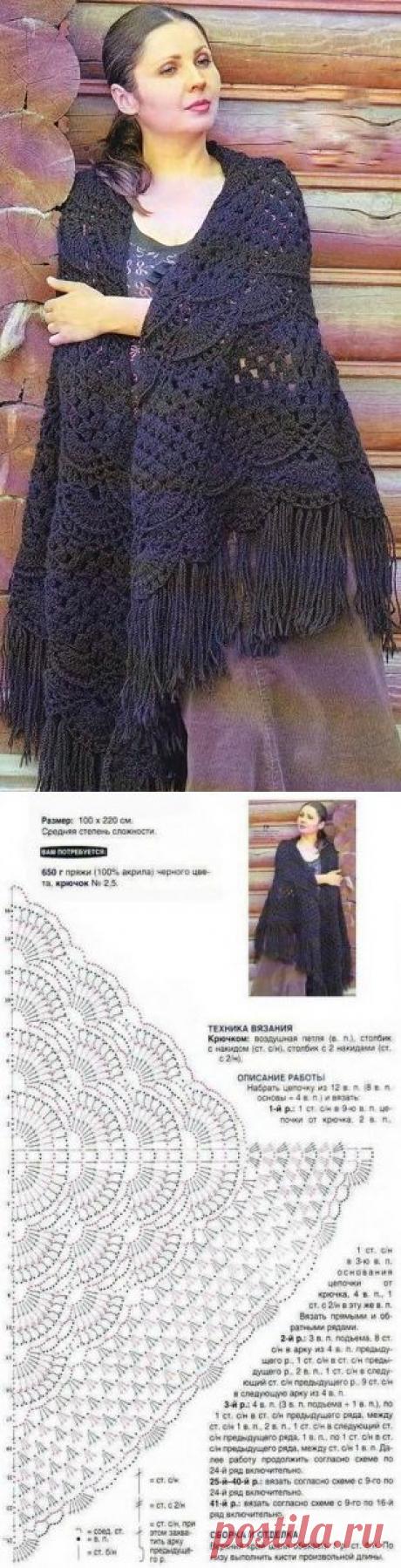 Ажурная шаль крючком