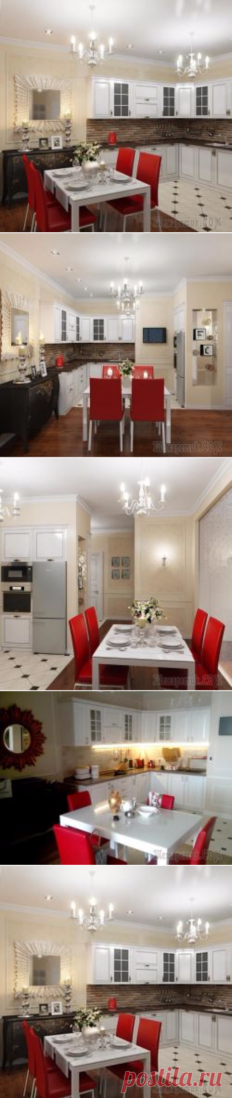 Кухня с красными стульями