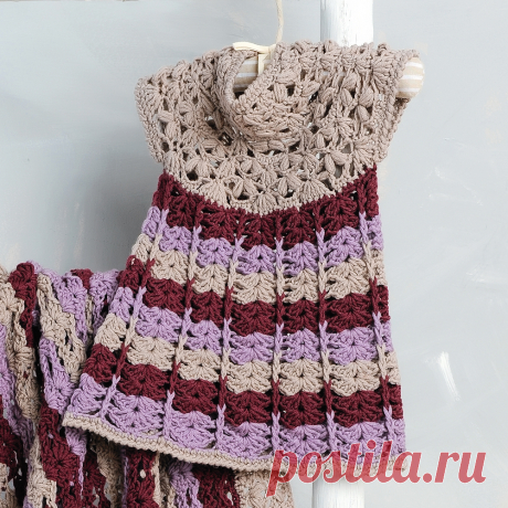 Платье с ажурным узором «Ракушки» - схема вязания крючком. Вяжем Платья на Verena.ru