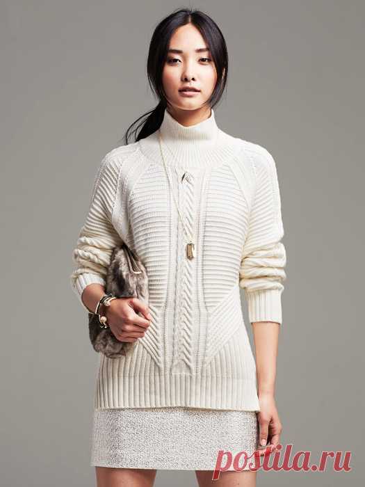 Mixed Cable-Knit Pullover