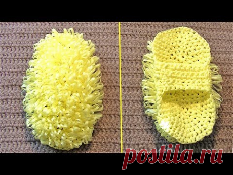 Маленькая овальная мочалка на руку крючком