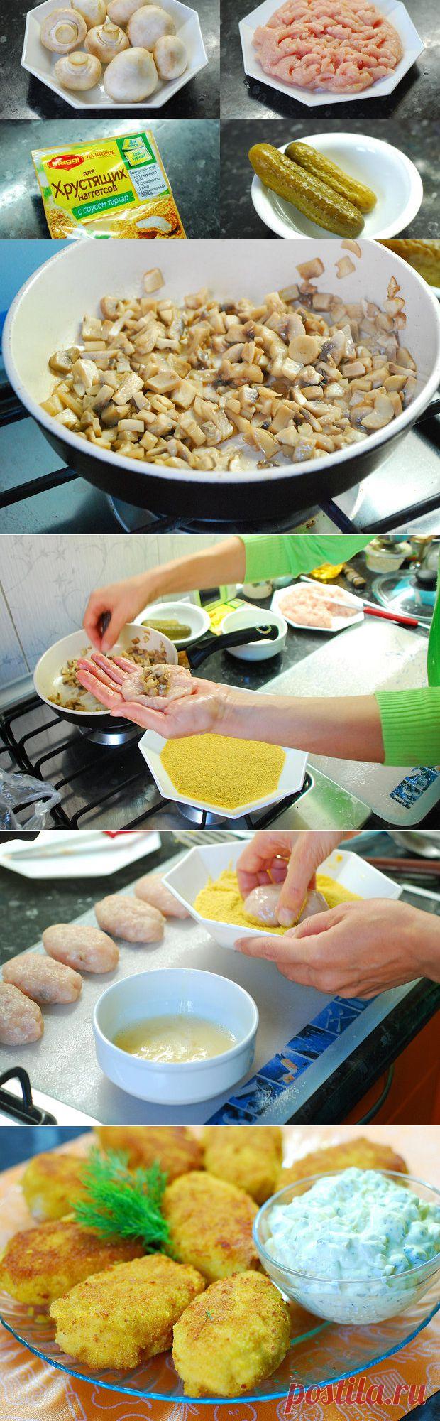 Готовим быстро: куриные котлеты с грибами